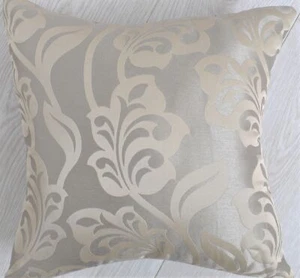 Luxury Satin Fabric Leaves Cushions Including Inner pad - Latte - LAB-138 - Picture 1 of 3