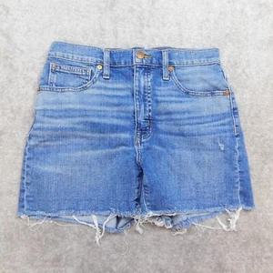 Madewell High-Rise Denim Shorts Womens 26 Blue Wide Opening Raw Hem Stretch - Imagen 1 de 15
