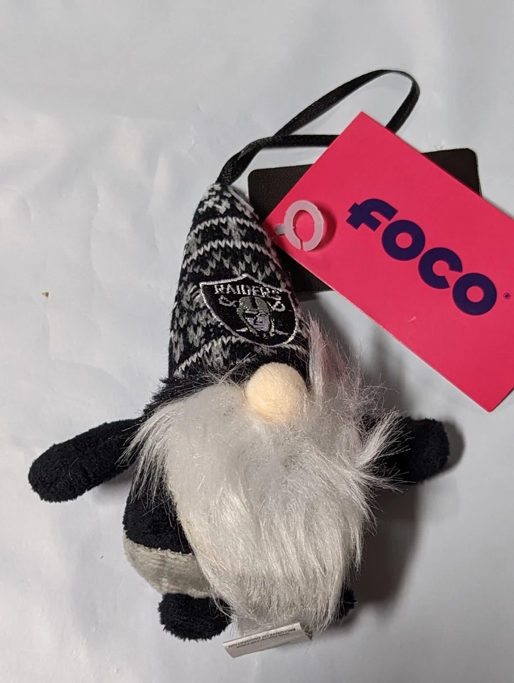 Las Vegas Raiders Christmas Tree Holiday Ornament - Plush Gnome - Team Logo - Image 1 of 1