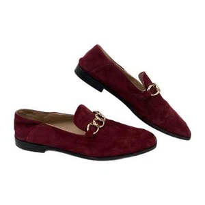 Massimo Dutti Red Suede Chain Accent Loafers | EU Size 39 - Picture 1 of 10