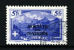 SWITZERLAND 1922 League of Nations Overprint on 5 Francs Blue SG LN30 VFU - Picture 1 of 2