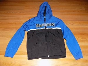 Youth Size 7 Reebok Blue Black Zip Front Hooded Lined Windbreaker Jacket GUC - Picture 1 of 5