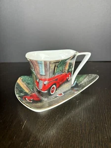 Lefard England Collection Triangulat Cup And Saucer Car Auto - Picture 1 of 7