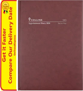 2026 Collins Diary Appointment A4 Early Edition Day To Page 140.P78 Burgundy - Picture 1 of 6