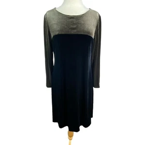 Vestido De Colección Años 90 12 Terciopelo Marrón y Negro Hecho en EE. UU. J Stevens Carol Escritor - Imagen 1 de 7