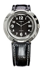 Jowissa Men's J7.009.L Pegasus Swiss made Slim Black Dial Leather Date Watch