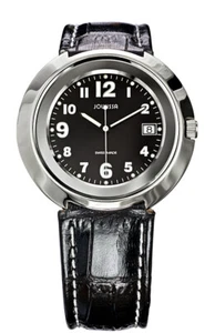 Jowissa Men's J7.009.L Pegasus Swiss made Slim Black Dial Leather Date Watch - Picture 1 of 8