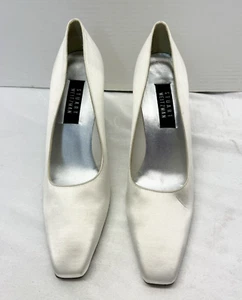 Stuart Weitzman White Satin Pump Heels Size 11.5 - Picture 1 of 8