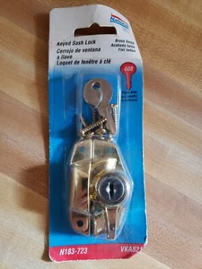 National Hardware N183-723 Keyed Window Sash Lock-Brass Finish Keyed #608 - Picture 1 of 4