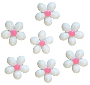 Pink Center Daisies - Shelly's Buttons - Flat Back Embellishments - Craft Scrap - Picture 1 of 2