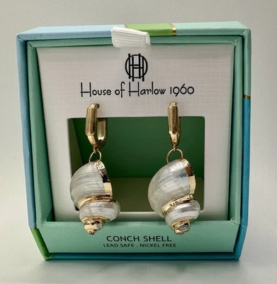 Pendientes House of Harlow 1960 caracola tono dorado Foto 1 de 4