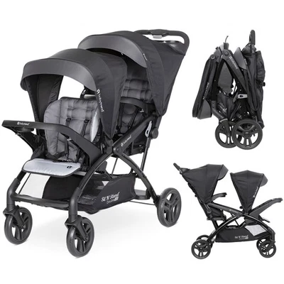 Sit N' Stand Double Stroller 2.0 DLX w/5 Point Safety Harness, Stormy (Open Box) - Image 1 of 4