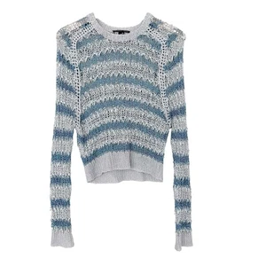 Theyskens Theory Open Knit Metallic Linen Blend Sweater Sz S - Picture 1 of 6