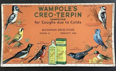 Vintage Wampole’s Creo-Terpin Advertising Ink Blotter Prescott Arkansas Birds AR - Image 1 of 4