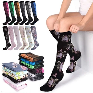 6 Paar Kompressionsstrümpfe kniehoch 15-20 mmHg abgestufte Unterstützung Herren Damen US - Bild 1 von 22