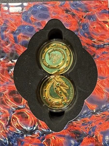 🐉2020 2 x 1 oz Germania Bestias Fafnir Plata Dorada con Cristales - De Colección de 100 - Imagen 1 de 8