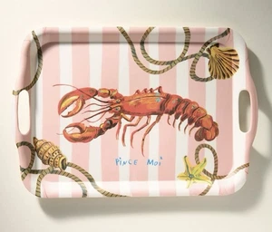 NEW ANTHROPOLOGIE NATHALIE LETE BY THE SEA MELAMINE TRAY PLATTER RED LOBSTER - Picture 1 of 24