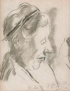 OLD LADY PORTRAIT Pastel Drawing WALTER SICKERT Pupil FRANK GRIFFITH c1954 - Picture 1 of 6