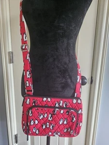 Vera Bradley Little Hipster Pinguini Giocosi Modello Rosso - Foto 1 di 6
