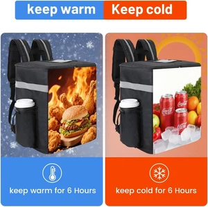 Insulated Food Delivery Backpack 2 Cup Holder Cooler Bags Hot/Cold Bike Reusable - Picture 1 of 9