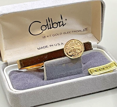 Vintage Colibri 18 KT Gold Electroplate Tie Bar With US Twenty Coin Tribute New  - Image 1 of 4