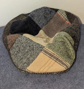 Hanna Hats Donegal Ireland Newsboy Hat Size L Patchwork Wool Multicolor Flat - Picture 1 of 13