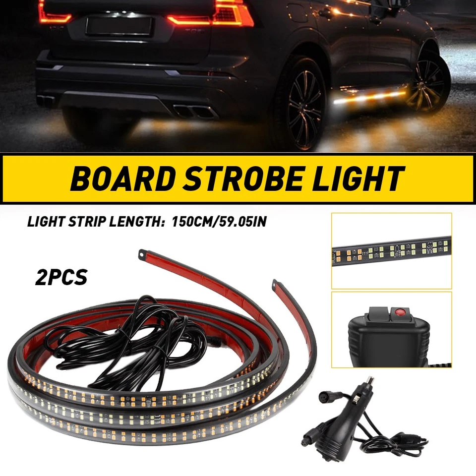 2 PIEZAS 60 LED pulgadas estribo barra luces emergencia camión luces estroboscópicas tira Foto 1 de 4