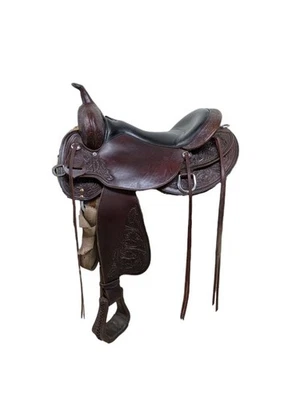 2-1352 17 inch Used Circle Y High Horse Oyster Creek Western Trail Saddle W Tree - Image 1 of 4