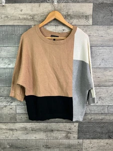 Phase Eight Womens Jumper Size Large Beige Grey Cristine Knit Batwing Sweater - Picture 1 of 9