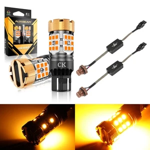 AUXBEAM Canbus Hyper Flash Free LED Light 7443 CK Amber Bulbs Front Turn Signal - Picture 1 of 14