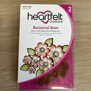 NEW Heartfelt Creations Botanical Rose Red Rubber Stamp Set - Picture 1 of 3
