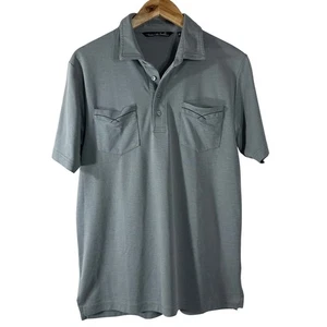 Travis Mathew Men's Polo Shirt Gray Pima Cotton Blend Front Pockets Golf Size M - Picture 1 of 8