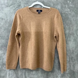 Lands' End 100% Cashmere Petite Crew Neck Sweater Womens MP 10-12 Beige - Picture 1 of 11