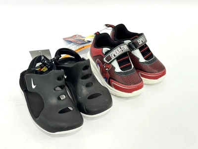 Lot of 2 Toddler Boys Spiderman Sneaker 8M and Nike Sunray Black Sandals 9C NWT - Image 1 of 4