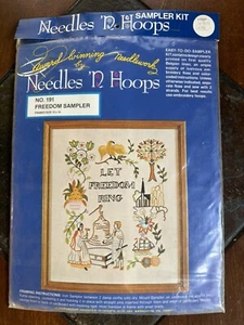 Vintage Needles N Hoops Sampler Needlework Kit #191 Freedom Sampler 12"x14" - Picture 1 of 7