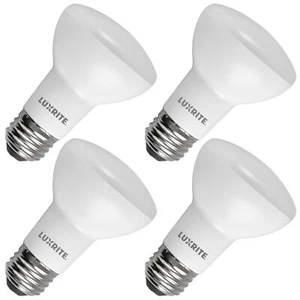 Luxrite BR20 LED Light Bulbs 6.5W=45W Bright White Dimmable 460LM E26 4 Pack - Picture 1 of 7