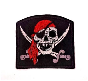 PIRATE PATCH - Skull Swords - BLACK/SILVER/RED Color - Picture 1 of 1