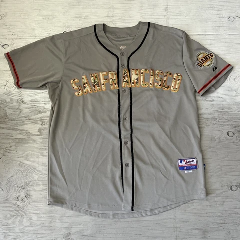 RARE! Majestic San Francisco Giants Buster Posey #28 salute To Service Jersey 54 Cover