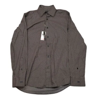 Michael Kors Geometric Print Shirt Mens Small Black Multi Stretchn Classic Fit - Image 1 of 4