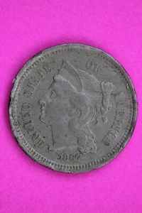 1867 Three 3 Cent Nickel Guaranteed Authentic & Genuine Fast Free Shipping 1538 - Picture 1 of 3