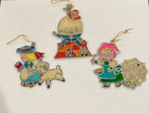 Vintage Stained Glass Kurt Adler Nursery Rhymes Christmas Ornaments Miss Muffet - Picture 1 of 5