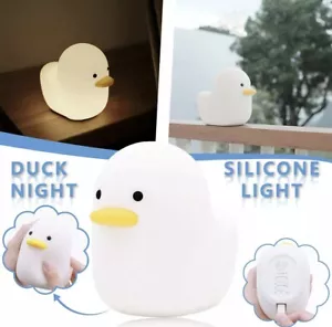 Cute Duck Silicone LED Night Light Tap Control USB Children Bedside Table Lamp - Picture 1 of 8