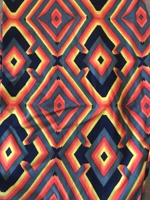 Lularoe TC Tall Curvy Leggings Diamonds Argyle Red Gray Orange Yellow Bright New - Image 1 of 2