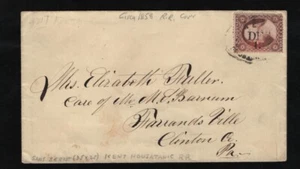 Kent CT Housatonic Railroad AGT oval cancel ties #26 on cover c.1858 - Picture 1 of 2