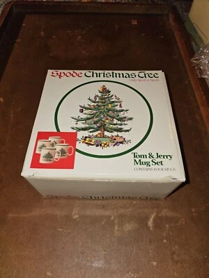 Vintage Spode CHRISTMAS TREE 8oz Tom & Jerry Mug Set 4pc S3324U MIB - Image 1 of 3