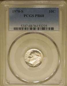 1970-S PCGS PR-68 proof Roosevelt dime superb gem - Picture 1 of 6