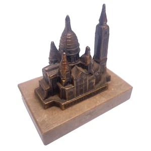 Souvenir Sacre Coeur Cathedral Paris Vintage 2.5” Tall Bronze Tone Marble Base - Picture 1 of 7