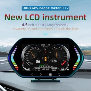 OBD2 GPS Velocímetro Inteligente para Coche Medidor HUD Pantalla Principal RPM Medidor de Pendiente 4.5 pulgadas - Imagen 1 de 10