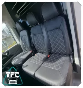 SEAT COVERS FOR VW CRAFTER 2+1 ECO LEATHER with DIAMOND STITCHING and NO LOGOS - Picture 1 of 4