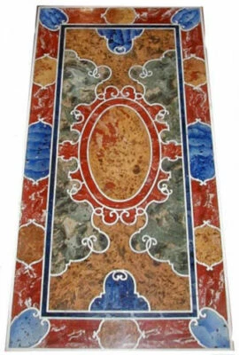 4'x2' White Marble Table Top Center Coffee Mosaic Lapis Inlay Home Decor garden - Image 1 of 4